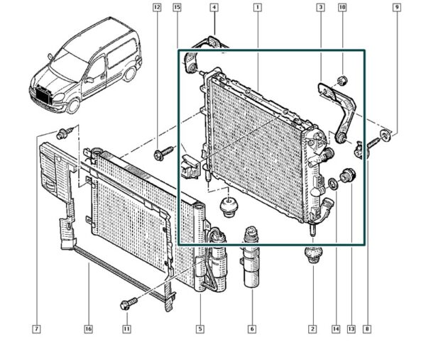 7700430784e radiador renaujlt clio kangoo 1.2 98 01 com ar