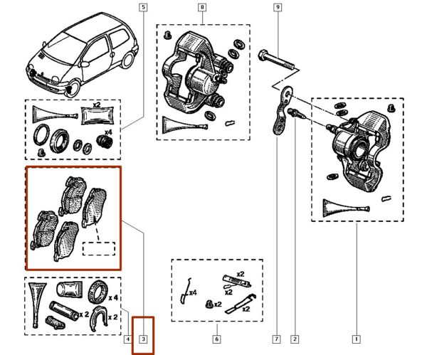 7701205277 pastilha de freio dianteira renault twingo