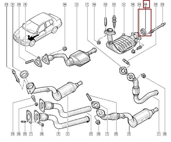 8200070454 anel do escape malha de inox renault kangoo 1.6 8v k7m original