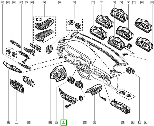 moldura comando ar renault scenic 2.0 16v 7700432138