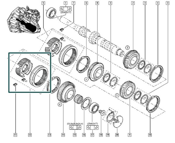 7701769552 engrenagem sioncronizadora 4º marcha renault duster