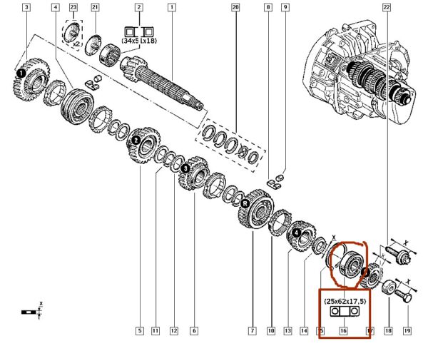 7703090553 rolamento da carcaça do cambio renault kangoo megane catcar