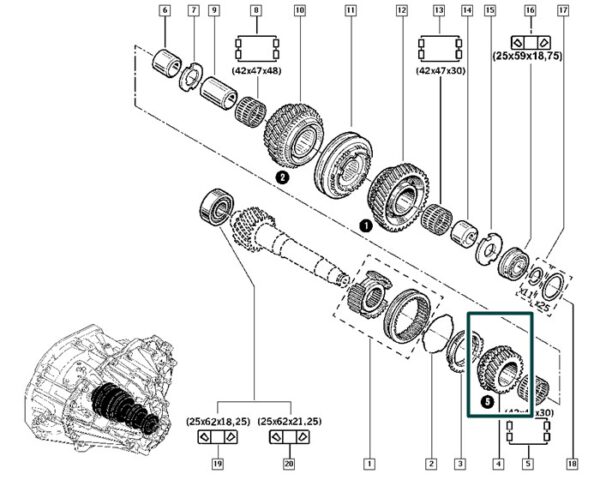 8200270281 engrenagem da quinta marcha renault master