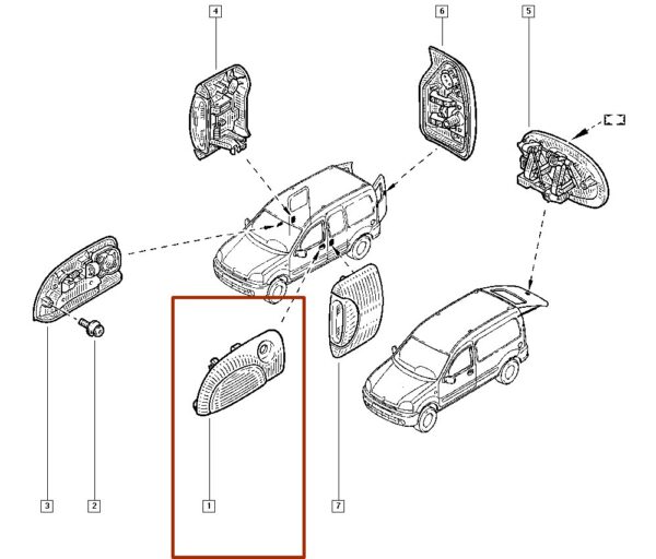 7700303549 maçaneta da porta externa dianteira esquerda renault kangoo