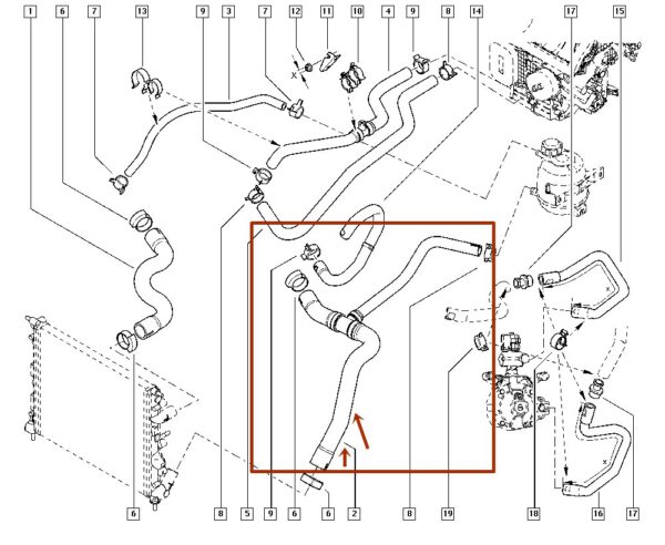 8200750020 mangueira inferior radiador logan sandero 1.6 8v