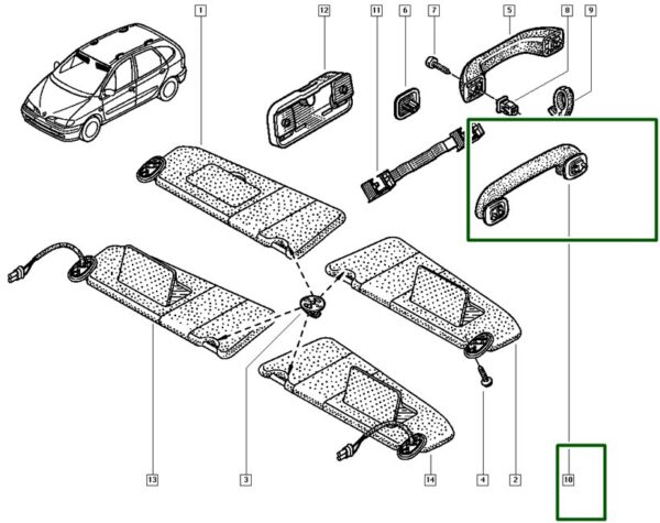 alça de teto renault master ii scenic i 7700431452 a