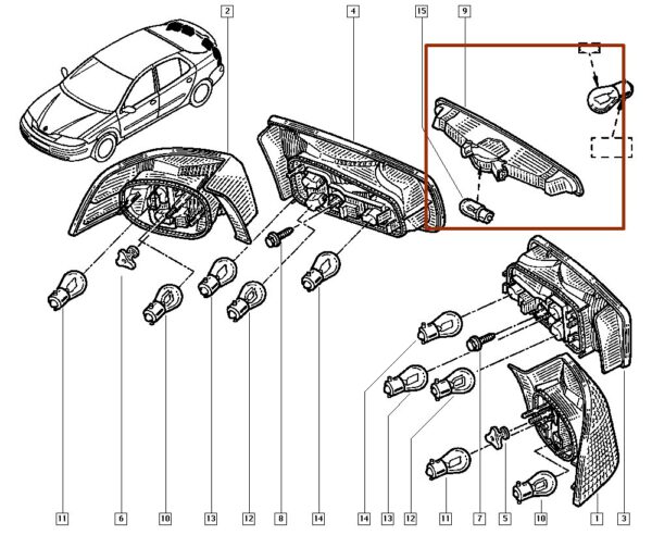 break light renault laguna 8200002496