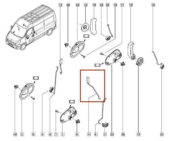 haste fechamento porta dianteira esquerda renault master 805070001r catcar