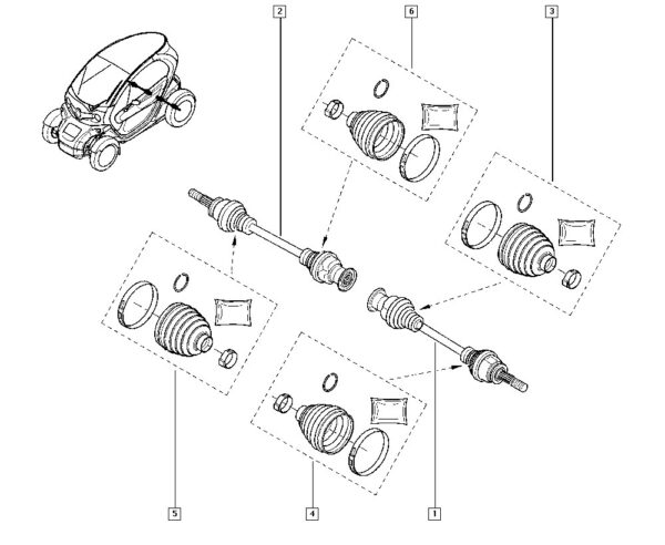 396001350r semi eixo transmissão renault twizy catcar