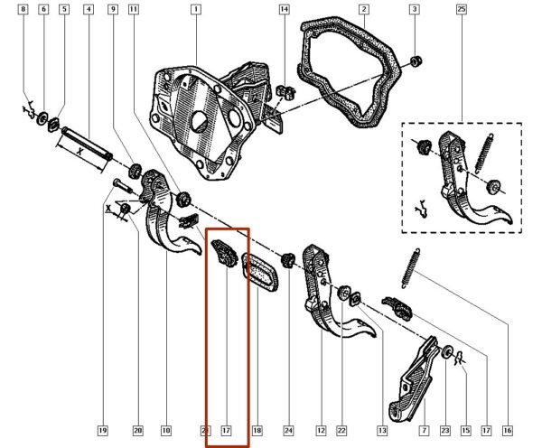 7700680836 borracha do pedal do acelerador renault clio espace twingo catcar