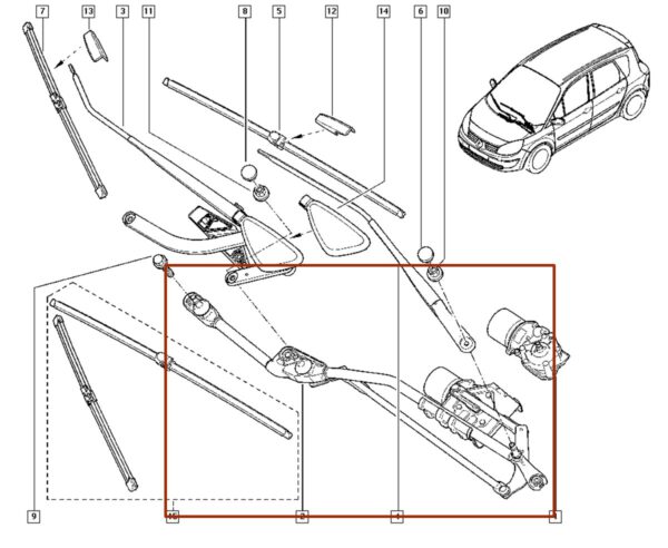 motor do limpador dianteiro renault scenic 8200327016