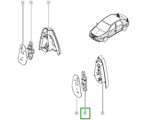 circuito da lanterna traseira esquerda renault sandero 6001550348