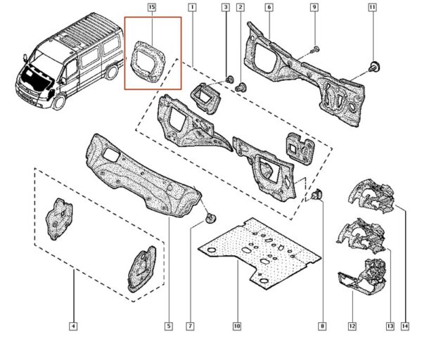 8200206617 isolador anti ruido do duto renault master