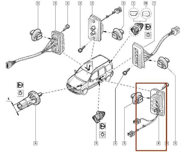 7700315233 luz de cortesia da porta traseira renault kangoo catcar