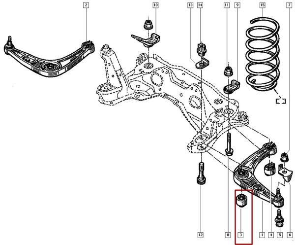 7700822503 bucha da bandeja dianteira renault laguna