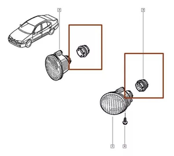 tampa do farol de milha renault kangoo 7701041555