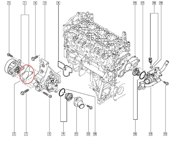 2211115910 junta bomba dagua renault fluence