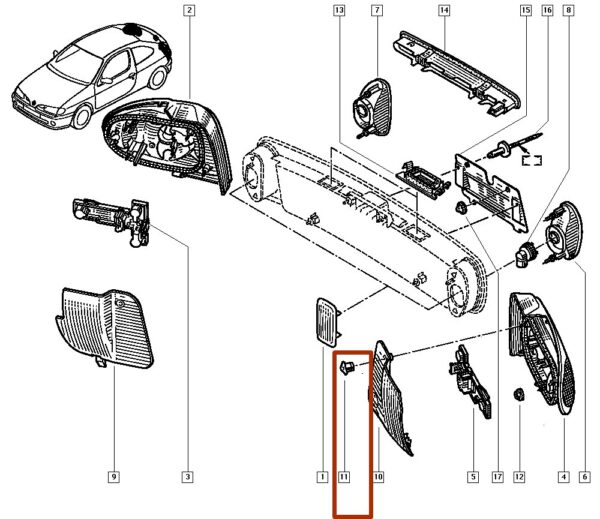 7703041016 porca de fixação da lanterna traseira renault clio.catcar