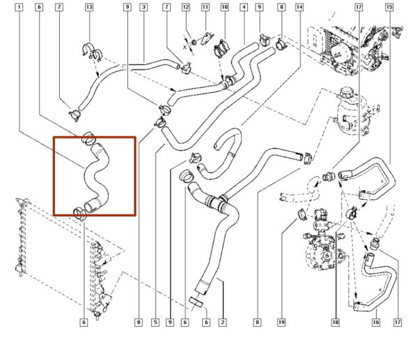 6001547048 mangueira superior radiador renault sandero original catcar