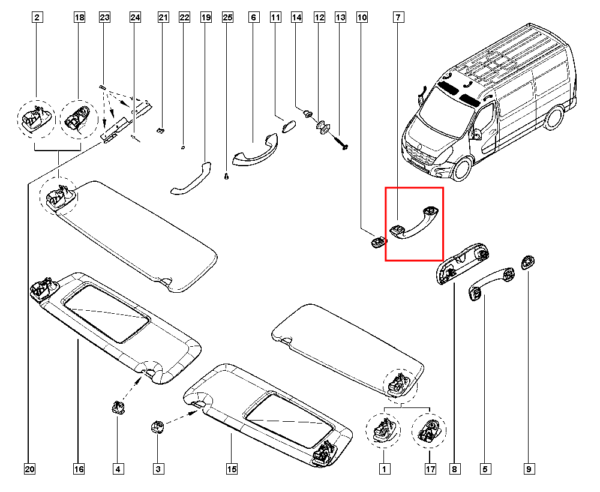 739412328r alça de teto renault master