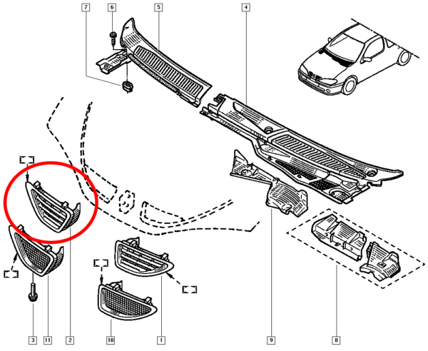 7700427581 grade dianteira direita preta radiador renault megane original