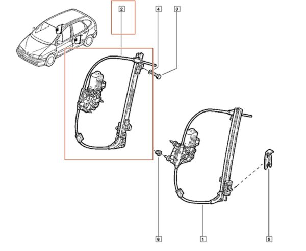 elevador de vidro traseiro renault scenic i 7700437155