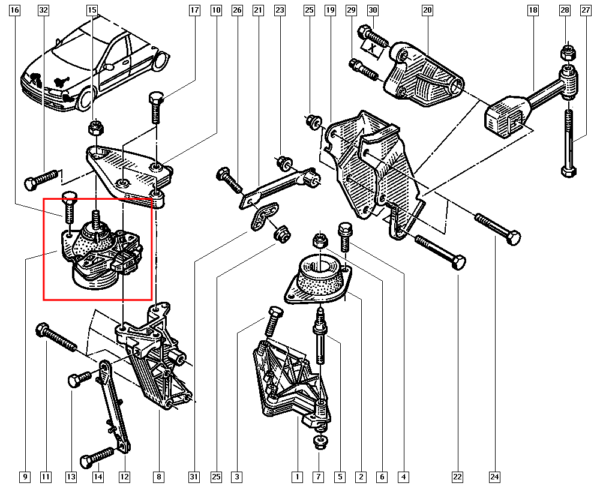 7700823950 coxim do motor lado direito renaul laguna espace