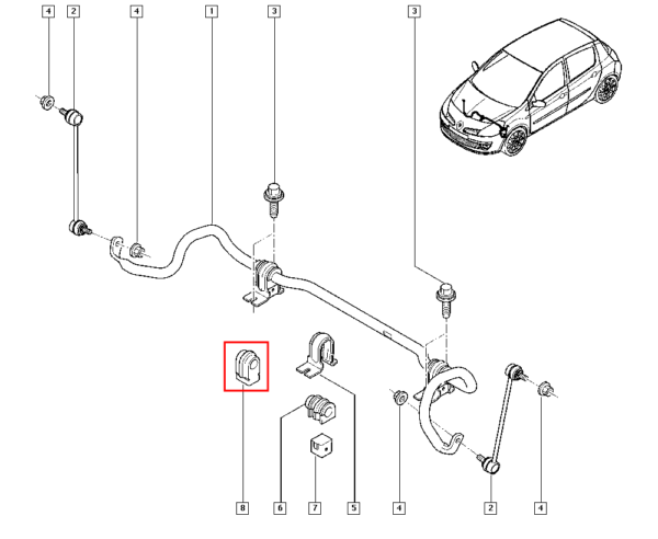 7701056678 bucha barra estabilizadora clio