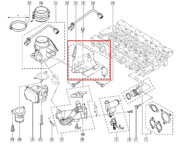 7701210029 suporte da valvula egr renault laguna master ii