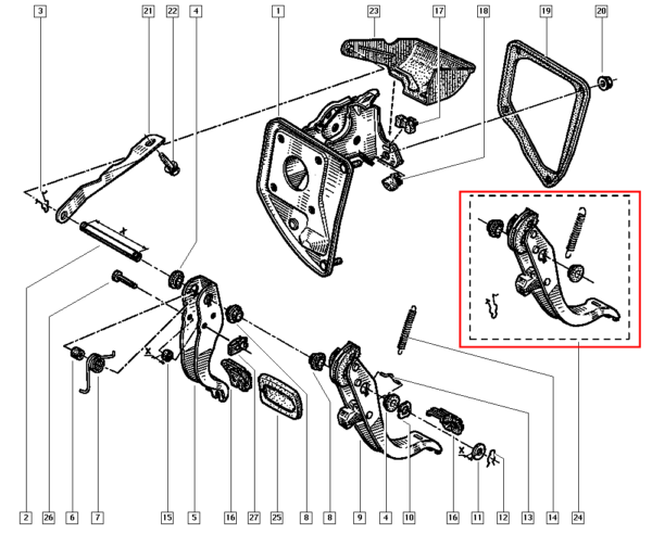 7701467393 pedal embreagem r19