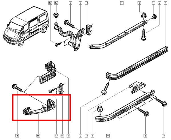 8200080750 suporte da porta de correr renault master