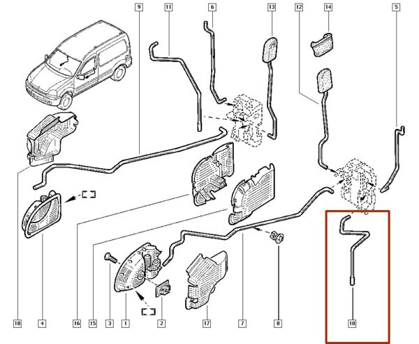 8200413123 haste de bloqueio renault kangoo