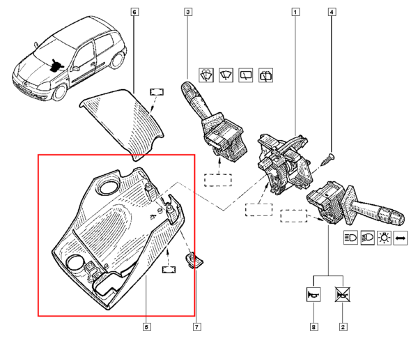 8200446724 moldura coluna direção renaul clio symbol