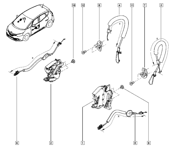 825706855r batente da porta renault clio captur megane scenic