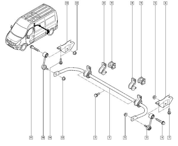 bucha barra estabilizadora renault master iii 546135490r catcar