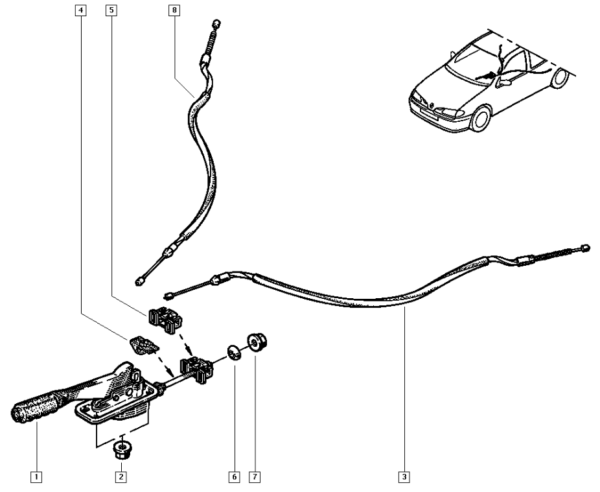 cabo freio de mão tambor renault megane 7700424472 catcar