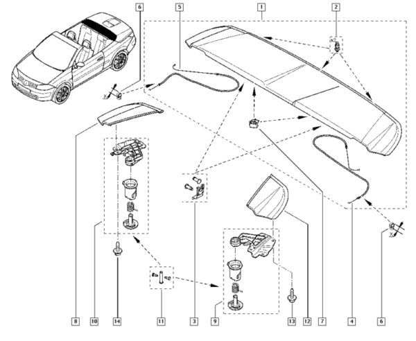 suporte do bagagito renault megane 7701057701