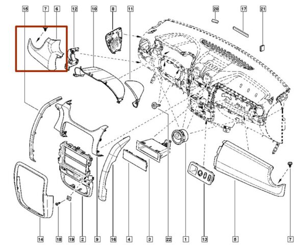 681042123r moldura inferior do painel renault duster