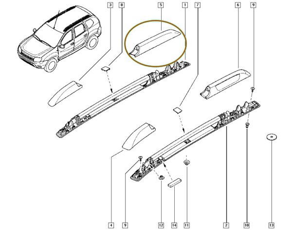 738862766r suporte bagagito teto lado direito renault duster