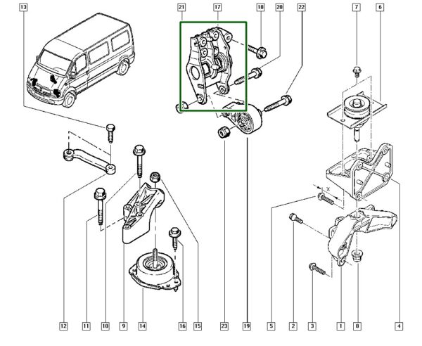 7700308754 suporte eixo motor renault master ii 2.5