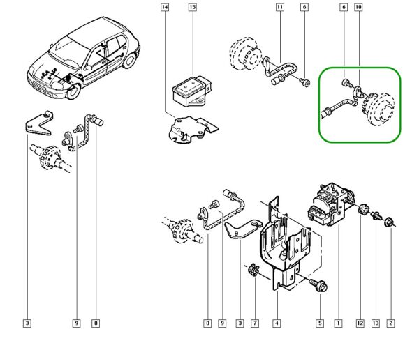 7700411745 sensor de rotação roda traseira esquerda renault clio