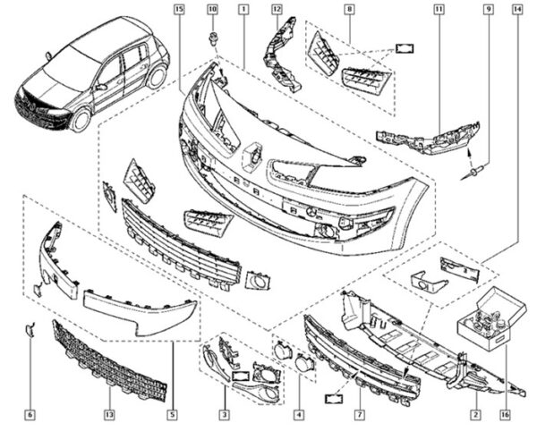 7701478057 grade do parachoque dianteiro renault megane