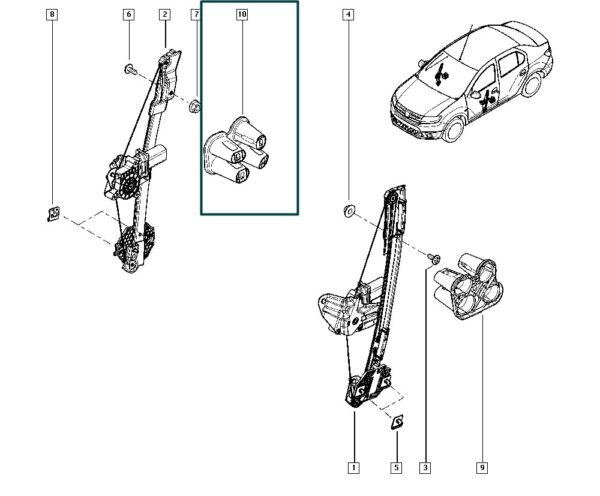 801d09049r tirante de fixação maquina de vidro renault sandero