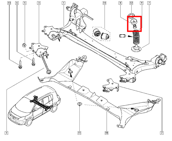 8200821876 suporte da mola traseira renault scenic