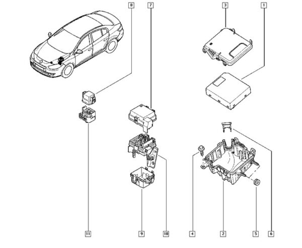 bloco do rele renault fluence megane 2009 243800013r g