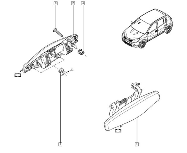 maçaneta porta externa esquerda renault sandero 806079755r d