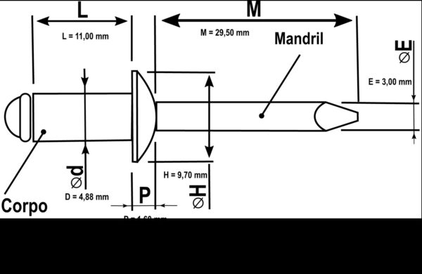 rebite pop repuxo aluminio 416 renault master 7703072423