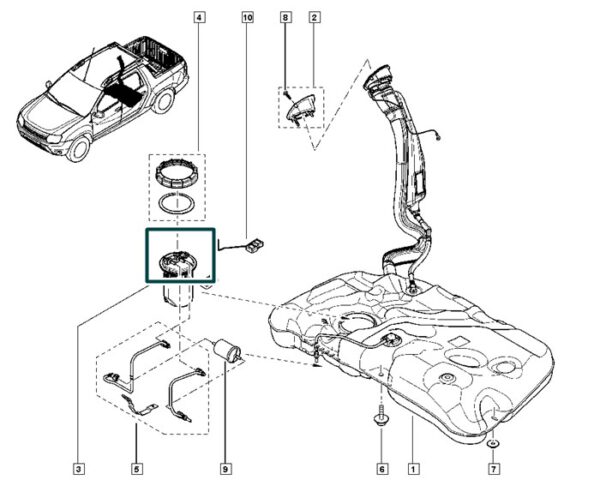 172021384r tampa flange de combustiel renault duster captur