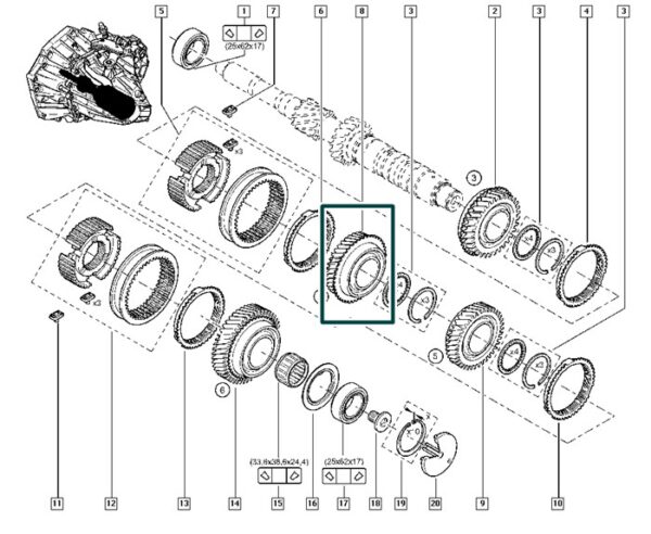 8200429617 engrenagem cambio 4º marcha renault duster