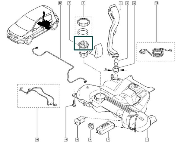 8200559256 tampa da flange de combustivel renault megane